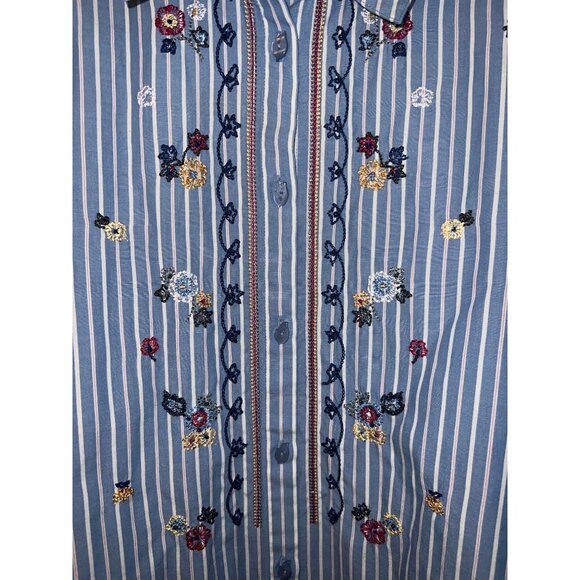 Vintage Koret City Blues Embroidered Button-Up Shirt - XL - Western Floral Strip - Picture 2 of 10